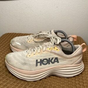 Hoka One One Women's Athletic Shoes in Cream and Gray